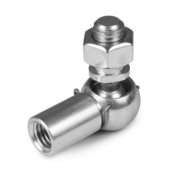 4 pz Giunto angolare sferico DIN 71802 CS16 M12 con perno filettato e staffa di sicurezza. Dado esagonale DIN 934 (sciolto incluso), acciaio zincato (CS 16 M12)