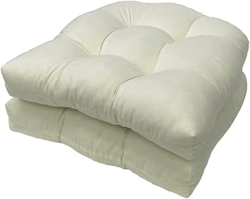 AALLYN Outdoor Chair Seat Cushions, 2 Pack Waterproof 18" x 18" U Shaped Thickened Tufted Patio Chair Seat Cushions, for Patio FurnitureColorWhite