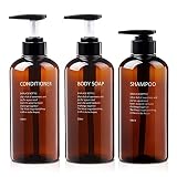 3 Stück 500 ml Leere Shampoo Flaschen zum befüllen, Seifenspender Flaschen für Bad, und Küche Hotel Home duschgel Spender, 16,9 cm Duschkörperseife Haarspülung Hotelbad Badezimmer Shampoo Spender