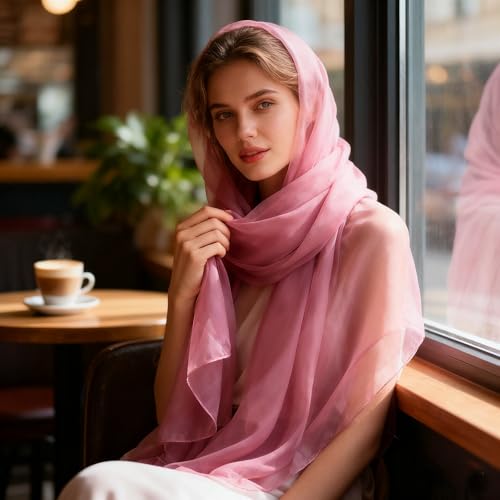 K-Elewon Solid Color Silk Feeling Scarf Fashion Scarves Wrap Long Lightweight Shawls for Women4