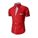 SMTSMT Mens Short Sleeve Shirts Casual Formal Slim Fit Shirt (M, Red)