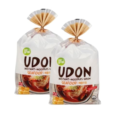 Korean Market | Udon Coreano Instantáneo Sabor Marisco | perfecto para compartir con amigos y familiares | Pack de 6 | 1,380g