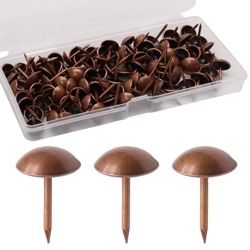 Rierdge Metal Thumb Tacks, 7/16", Red Copper, 100 Pcs