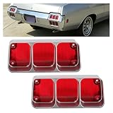 HECASA Upper Tail Light Assembly Compatible with 1972 Oldsmobile Cutlass/442/Cutlass Supreme Tail Lamps W/O Bulbs Red Lens & Silver Housing LH & RH 2Pcs
