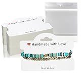 Armband-Verpackung für kleine Unternehmen, Armband-Display-Karten mit transparenten Taschen, handgefertigt mit Liebe, hängende Schmuckkarten, Etiketten, Armband, Geschäftsbedarf für den Verkauf von