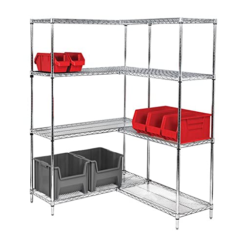 Quantum Storage Systems Wr54-1836C Starter Kit For 54" High 4-Tier Wire Shelving Unit, Chrome Finish, 18" Width X 36" Length X 54" Height #TOP3
