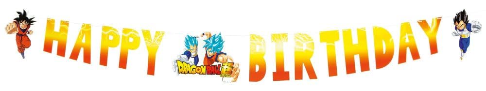 Happy Birthday Paper Garland โ 200 cm ร 16 cm Manga Themed Birthday Party Banner Decoration for Anime Celebrations & Fan Events (Dragon Ball Z Superโข)