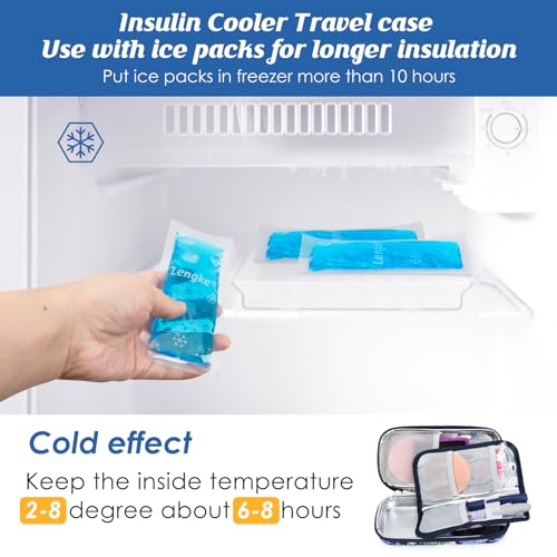 Image of YOUSHARES Insulin Cooler Travel Case - Diabetic Insulated Organizer Portable Cooling Bag for Medication Cooling Insulation, Insulin Pen Case with 2 TSA Approved Cooler Ice Pack