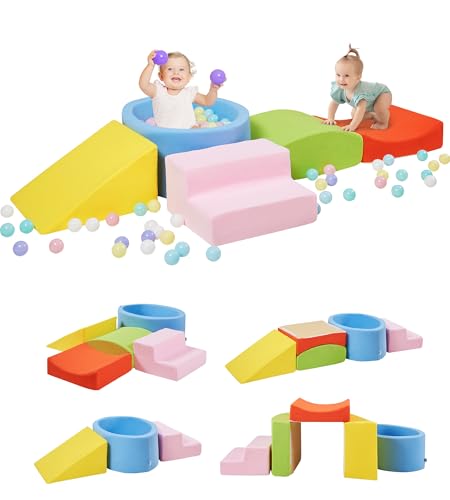 Image of Elftopia Foam Climbing Blocks with Ball Pit Designed for Toddlers Aged 1-3 -Great for Indoor Crawling, Inside Foam Playground Set for Little Ones to Active Playing -(Balls NOT Included) Multicolored