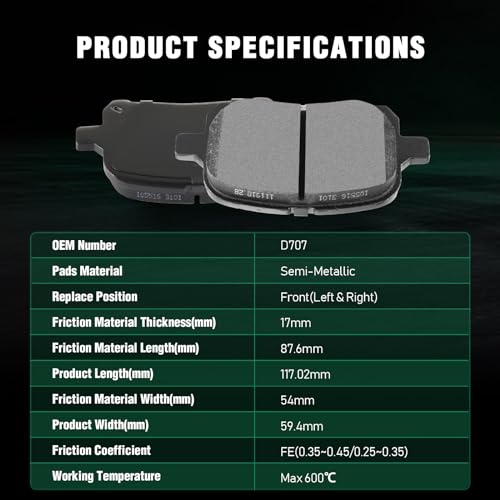 Image of AUTOMUTO D707 & D835 8pcs Front Rear Ceramic Pads Brake fit For 2000-2001 For Lexus ES300,2000-2001 For Toyota For Camry