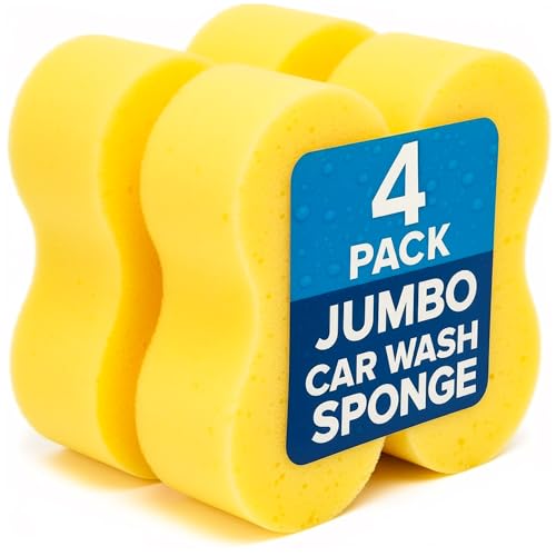 4 Pack Car Sponges for Washing - Jumbo Sponges For Car Cleaning Anti Scratch Super Absorbent Multi-use Car Cleaning Sponge for Car Exterior, Window Washing, Wheels, Windscreen & Bodywork