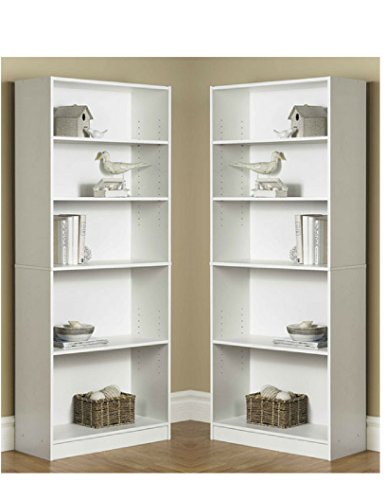 Mainstay Orion Wide 5-Shelf Bookcase White