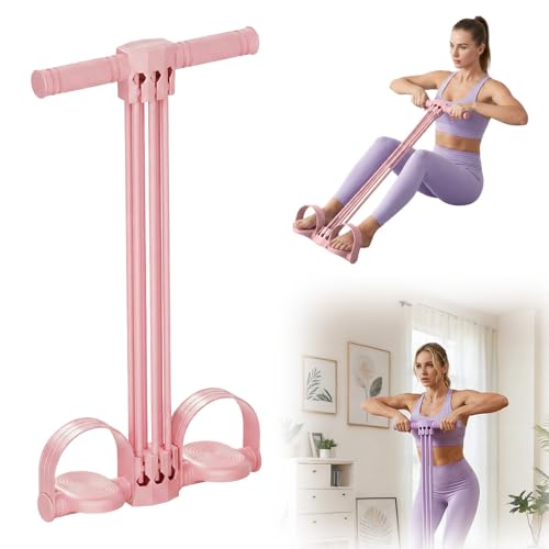 Pedal Resistance Bands With Handles 2026 New Yoga Resistance Band 6 Tube Pedal Ankle Puller Sit Up Exercise Equipment For Full Body Workout Home Gym Training Weight Loss Training (Pink)