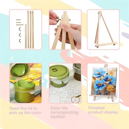 MIRCVSH Flowers Paint by Numbers for Adults with Framed Canvas-with Wooden Easel,Paint by Number on Canvas,DIY Acrylic Oil Painting Kits with Brushes Nice Gift Box for Home Wall Decor(12x16 Inch)