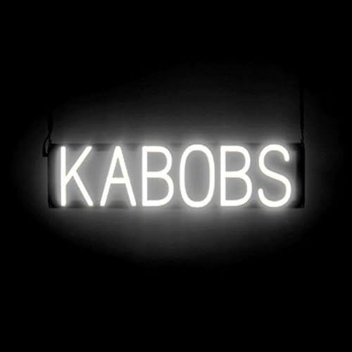 Miniatura 23 de SpellBrite KABOBS Letrero para restaurantes Letreros relacionados con restaurantes con aspecto de neón, luz LED roja 24.1 x 6.3 pulgadas Rojo