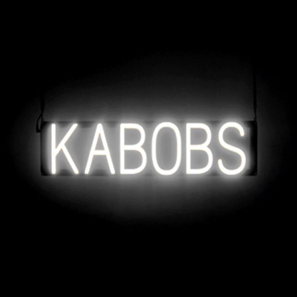 SpellBrite LED Neon KABOBS Sign for Business - White, 25" x 6"