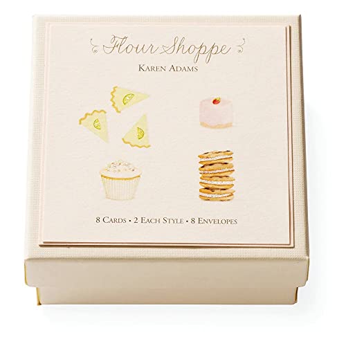 Tarjetas de diseño Karen Adams Flour Shoppe, set premium de 8 notas artísticas con sobres