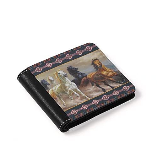 Coldinair Running Horse Print Bifold Wallet for Men PU Leather RFID Blocking Credit Card Holder Slim Wallets - Image 3