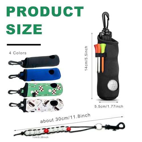 QQRASOAL 4 Set/Pack Golf Ball Tee Holder Neoprene Pouch Golfs Shot Score Counter Golf Ball Carry Bag Pouch Portable with Hook Multicolor,Portable Accessories for Man Woman — view 4