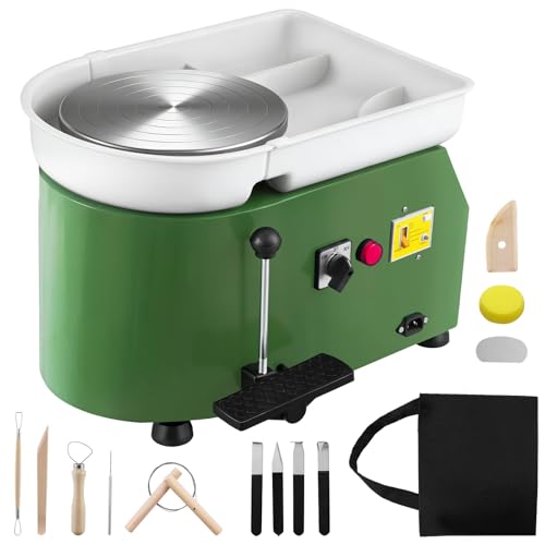 Pottery Wheels 350W Electric Pottery Wheel 25cm Turntable 2000RPM Adjustable Speed with Foot Pedal & Handle Removable ABS Basin DIY Pottery Kit with Clay Tools for Adults Kids Beginners and Pros