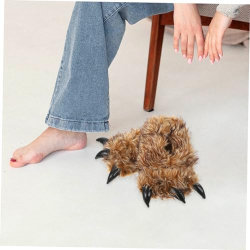Pantoufles patte d'ours marron idée cadeau originale et chaude pour l'hiver - 3
