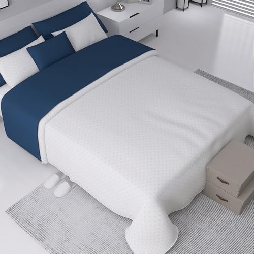 SomniHome Colchas Cama 150 140 135 Cubre Cama Matrimonio Lisa. Colcha Bouti. Colcha Primavera Verano. Colcha Fina Ligera Entretiempo. Regalo 2 Fundas de Almohada. Color Blanco