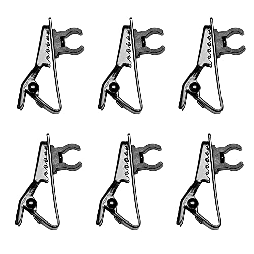 6Pcs Microphone Clips Mini Tie Clips Portable Lapel Mic Clamps for Wireless Microphone (Black)