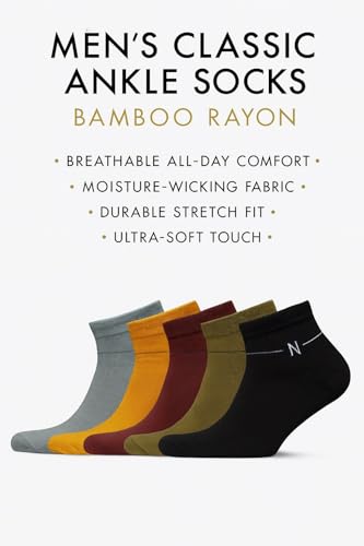 NUDUS Bamboo Rayon Ankle Socks for Men – 5 Pair Luxury Gift Box – Soft Thin Breathable Mens Short Dress Socks – Low Cut Casual & Formal Socks Ankle – Size 10-13 - Thumbnail 4