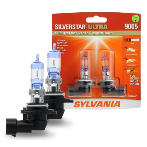SYLVANIA - 9005 SilverStar Ultra - High Performance Halogen Headlight Bulb, High Beam, Low Beam and Fog Replacement Bulb, Brightest Down Road with Whiter Light, Tri-Band Technology (Contains 2 Bulbs)