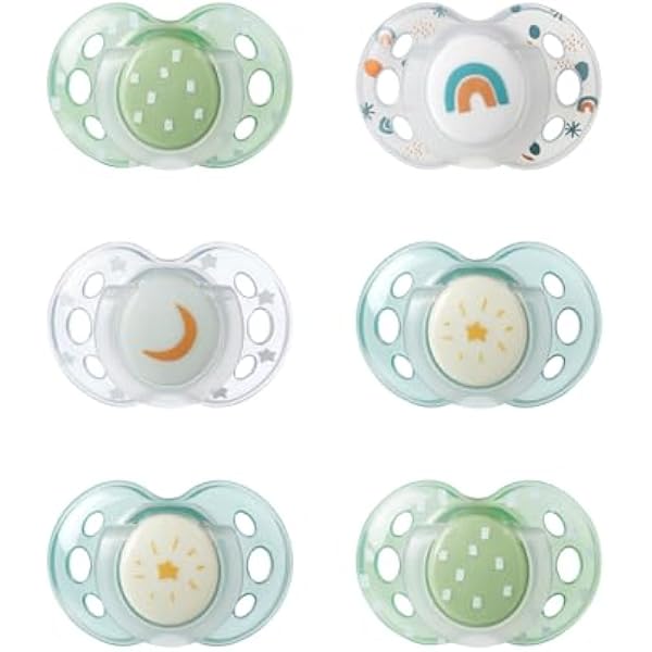 Tommee Tippee 433556 Zabawny smoczek, ortopedyczny, symetryczny, silikon, nie zawiera BPA, 18-36 miesięcy, 6 sztuk, zielony