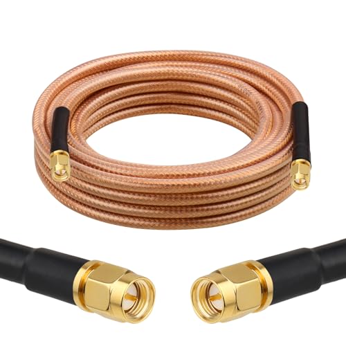 XRDS -RF RG8X SMA Extension Cable, Low Loss SMA Male to SMA Male Coaxial Cable, High-Density Braided Copper 50 Ohm Coax for WiFi Antenna, 4G 5G LTE Gateway, Router, Ham Radio 20FT