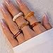ZMJK 5Pcs Acrylic Irregular Chunky Rings for Women Colorful Resin Wave Stackable Knuckle Ring Set Fashion Plastic Statement Jewelry (Brown)