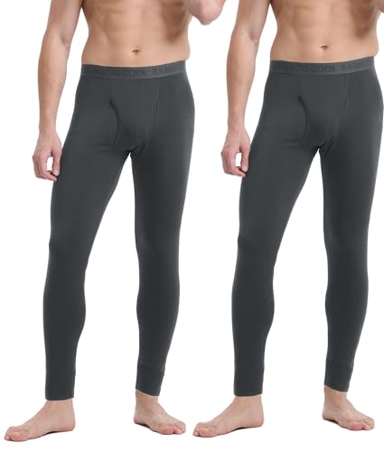 Men's Lightweight Thermal Underwear Bottoms Fleece Lined Long Johns for Men Base Layer Pants for Cold Weather