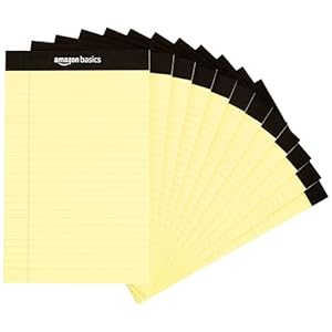 Amazonベーシック メモ帳 細罫ライティングパッド 13×20cm イエロー 50枚 12冊セット