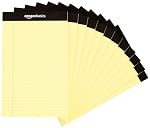 amazon basics Narrow Ruled Writing Pad – 5 x 8 Inches, 50 Sheets, Pack Of 12 (Canary)
