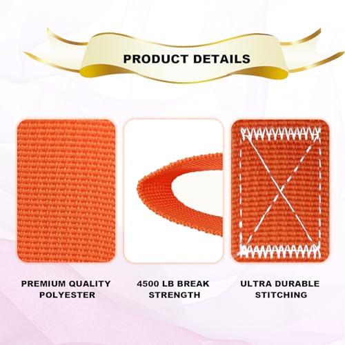 Pacote com 6 alças de amarração macias Capacidade de carga 1500 e resistência à ruptura de 2.041 kg,