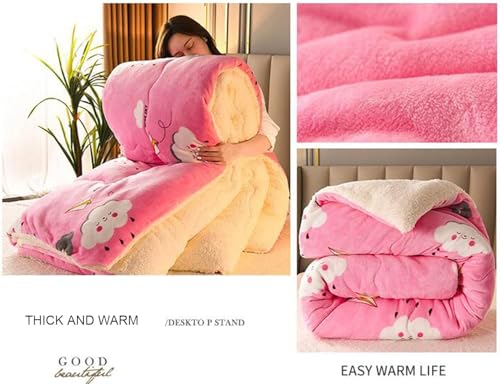 Edredón de borreguito de invierno con manta de felpa de doble cara para cama de 150x200cm 3
