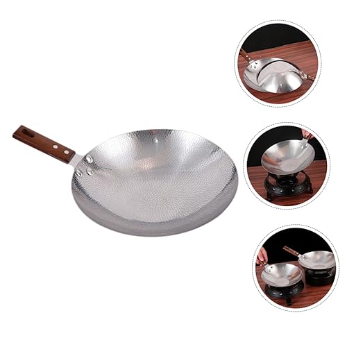Wok de acero inoxidable con mango de madera miniatura 3