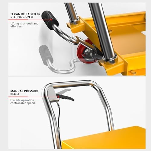 Carrello elevatore idraulico con 4 ruote, per movimentazione dei materiali, design ergonomico, struttura resistente, altezza regolabile per un facile caricamento