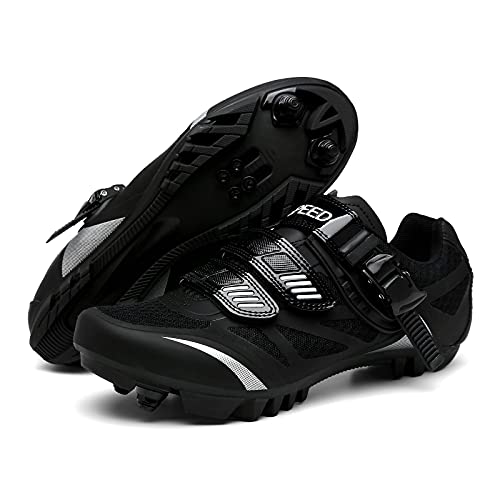 Image of MTB Cycling Mountain Bike Shoes, Indoor Cycling Shoe with Ratchet Buckle for Biking Riding Compatible with SPD Cleats