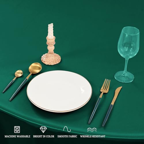 12 Pack 120 Inch Round Tablecloth, Hunter Green Satin Fabric Table Cloth for Round Tables, Wrinkle Resistant Washable TableCover Bright Silk TableClothes for Wedding Party Dining Tables Banquet by REWOMC - Image 4