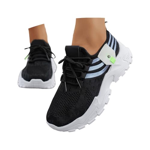 Zapatos ortopédicos para Mujer Zapatillas Informales con Plataforma de Malla Transpirable para Caminar, Ligeras y cómodas, con Suela elevada (Black, 40)