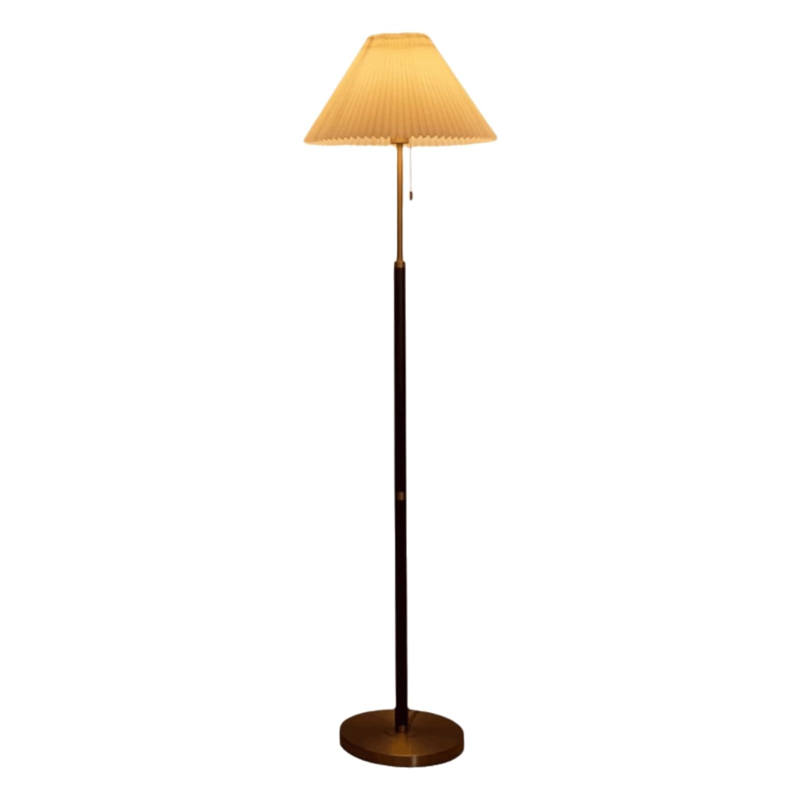 Lampa podłogowa z litego drewna, plisowany klosz, przełącznik sznurkowy, prosta lampa narożna, lampa stojąca do czytania