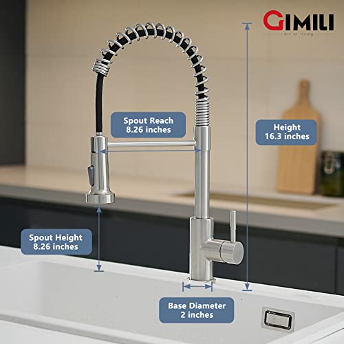 Gimili Spring Kitchen Sink Faucet With Soap Dispenser Brushed Nickel #TOP4