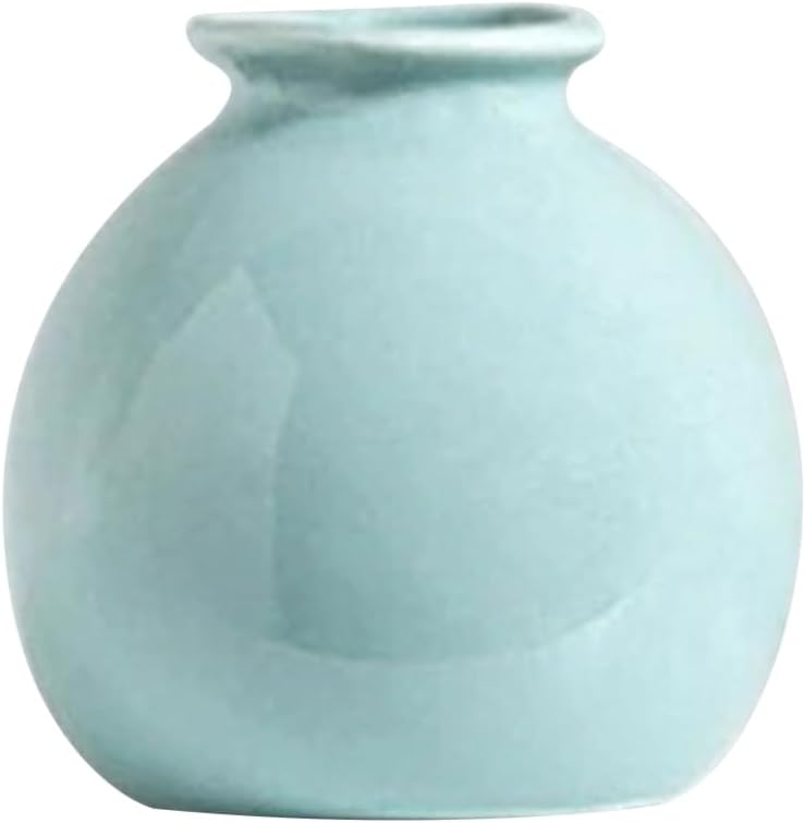 Small Ceramic Vase - Smooth Glaze Modern Decor for Faux & Hydroponic Flowers, Compact Tabletop Vase with Sturdy Base, Wedding/Birthday/Housewarming