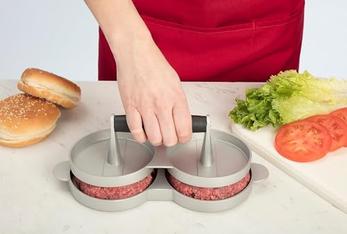 Image of Hamburger Press Patty Maker Mold Round Shape Burger Tikki Press Mold for Making Burger Patty | Stainless Steel Surface with Bottom Groove Design Rice Cake and Aloo Tikki Mold Press