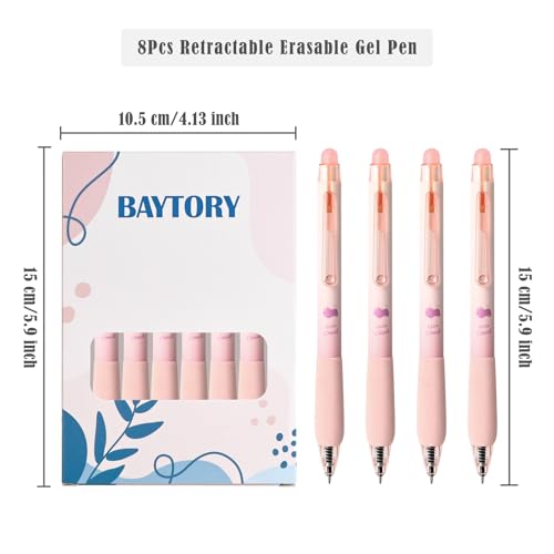 BAYTORY 8 bolígrafos retractiles de tinta borrable 0.5 mm miniatura 2
