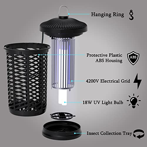 Bug Zapper Indoor Outdoor, Electric Mosquito Zapper 4200V 18W High Powered, Mosquito Killer Waterproof, Fly Traps For Indoors, Patio, Garden #TOP1