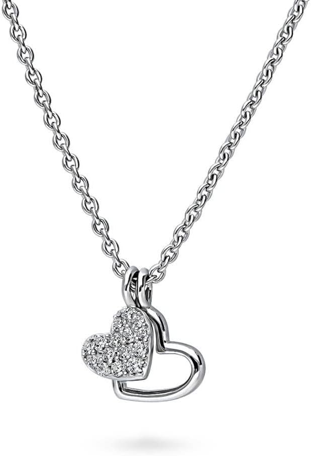 BERRICLE Yellow Gold Flashed Sterling Silver Open Heart Pendant Necklace for Women, Cubic Zirconia CZ - Image 2