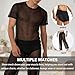 YINYOUYU Mens Mesh Shirt See Through Top Sexy Muscle Tee Lounge Short Sleeves Sheer Breathable T-Shirt Clubwear M Black